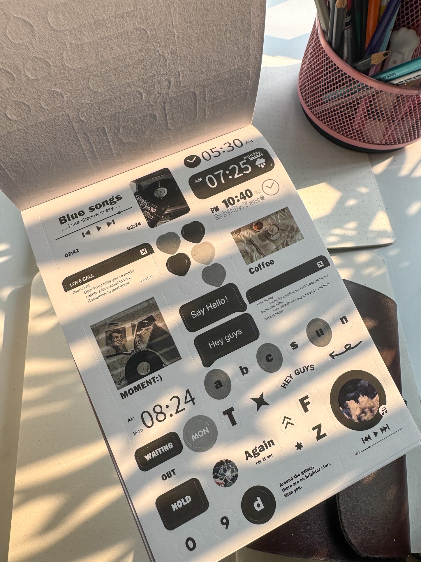 Wxth|G-6| Journal Paper Sticker Book Black | 12 Pages Pre Cut Sticker