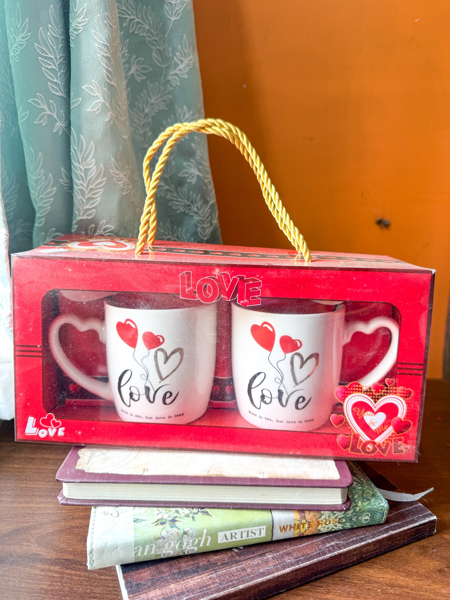 Coffee Mug Set A  Love For Couple  Set  of Two With 2 Spoons