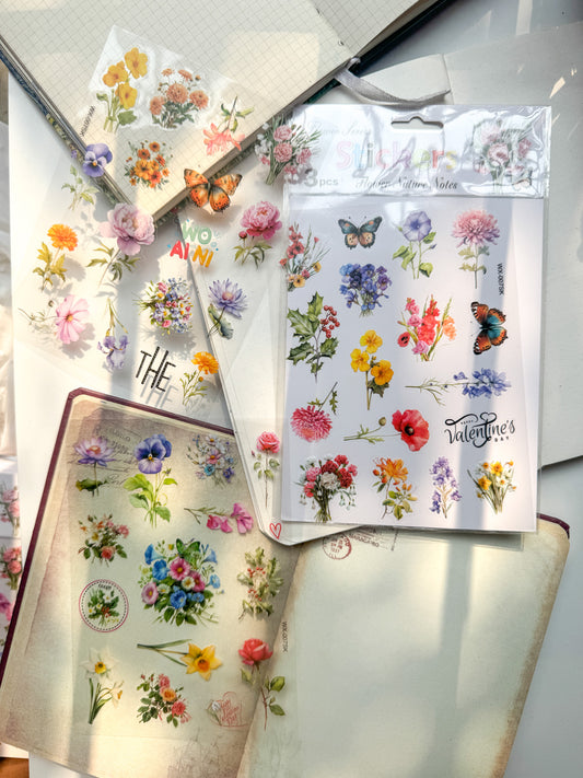 Wxsk007 Butterfly Transparent Pet Precut Sticker Set Of 3 Sheets