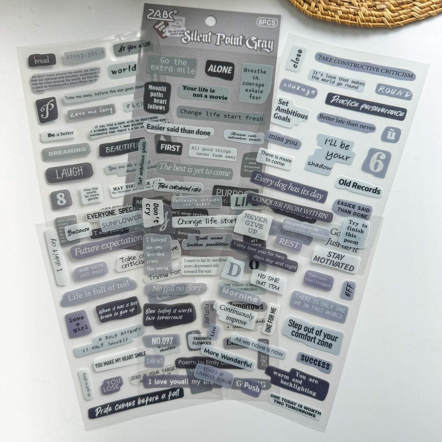 Xyjt602|G-10|  Phase Sticker | Transparent Sticker  | Set of 6 Sticker Sheet | Pre Cut Stickers | Kiss Cut Stickers