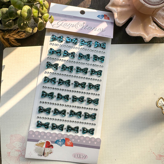 3D Bow Journal Stone Sticker Blue | G13 | Stone Sticker - 1 sheet | Pre-cut