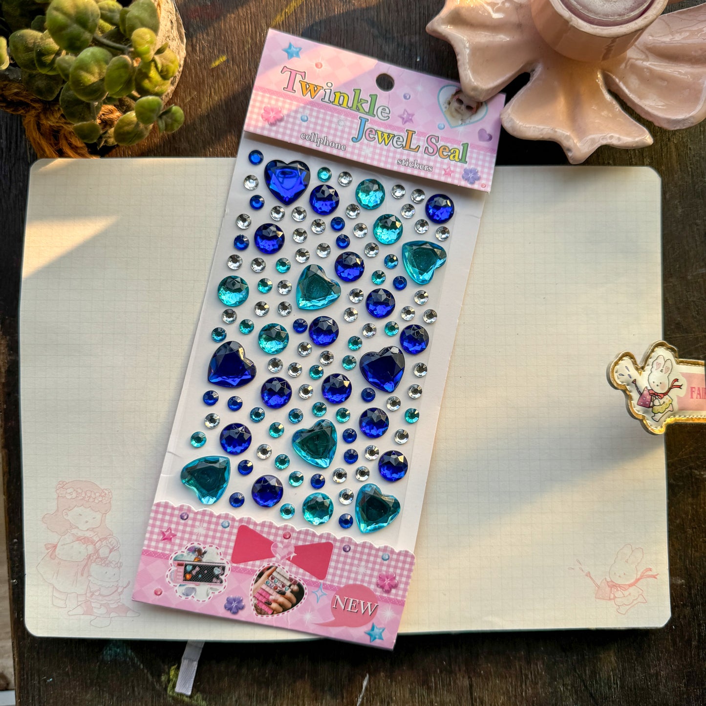 Cxmb E Nov 3D  Heart  Journal Stone Sticker Blue - Stone Sticker - 1 sheet big | Pre-cut