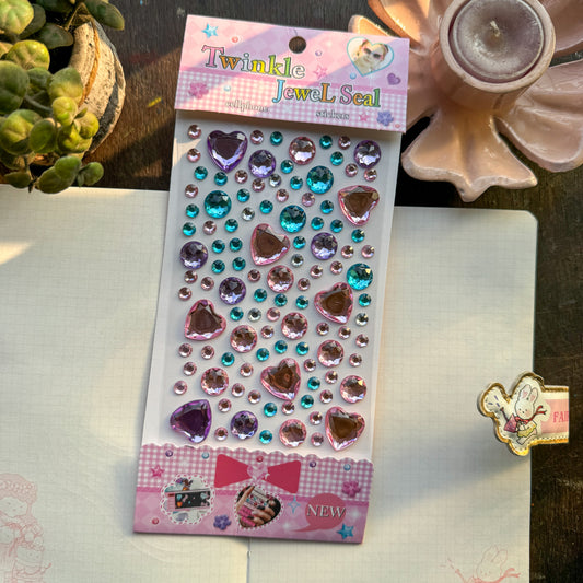 Cxmb B Nov 3D   Heart Journal Stone Sticker Pink Purple - Stone Sticker - 1 sheet big | Pre-cut