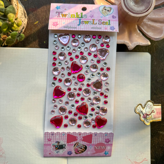 Cxmb D Nov 3D   Heart Journal Stone Sticker Pink Red - Stone Sticker - 1 sheet big | Pre-cut