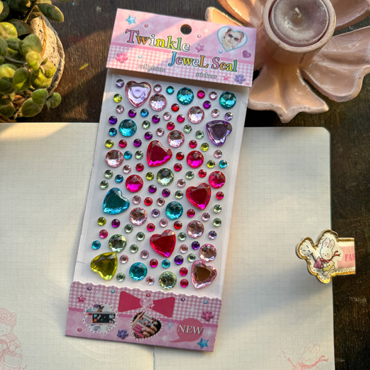 Cxmb Nov 3D  Heart Journal Stone Sticker Pink Blue  - Stone Sticker - 1 sheet big | Pre-cut