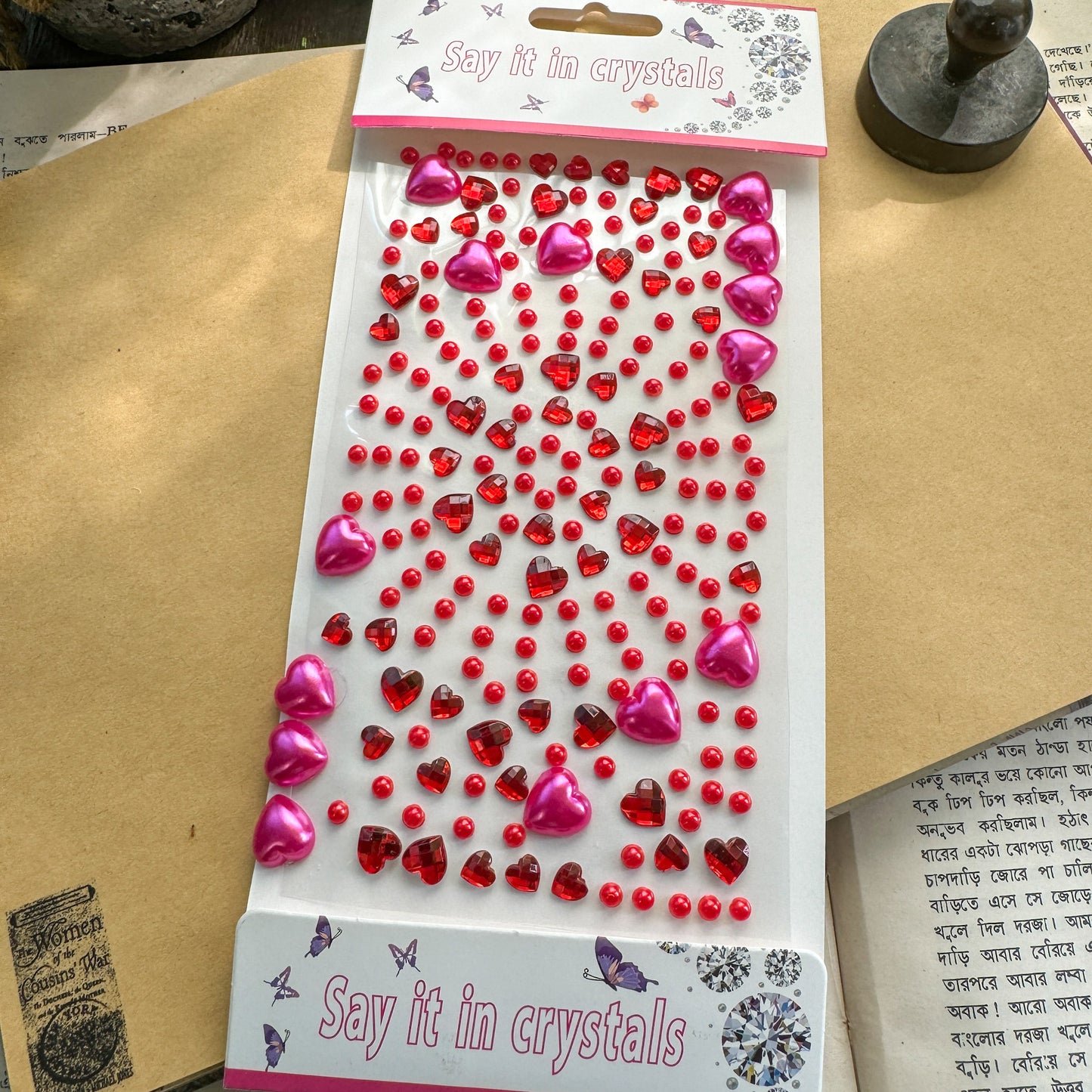 WDYLB  Nov 3D  Circle Journal Stone Sticker Red  - Stone Sticker - 1 sheet big | Pre cut