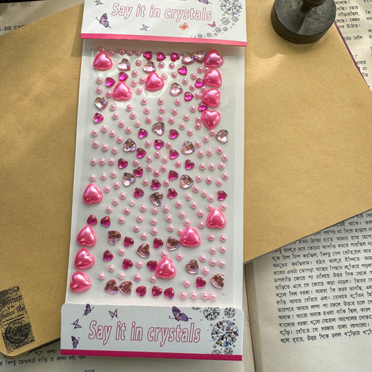 WDYLB  Nov 3D|G-13|  Circle Journal Stone Sticker Pink - Stone Sticker - 1 sheet big | Pre cut