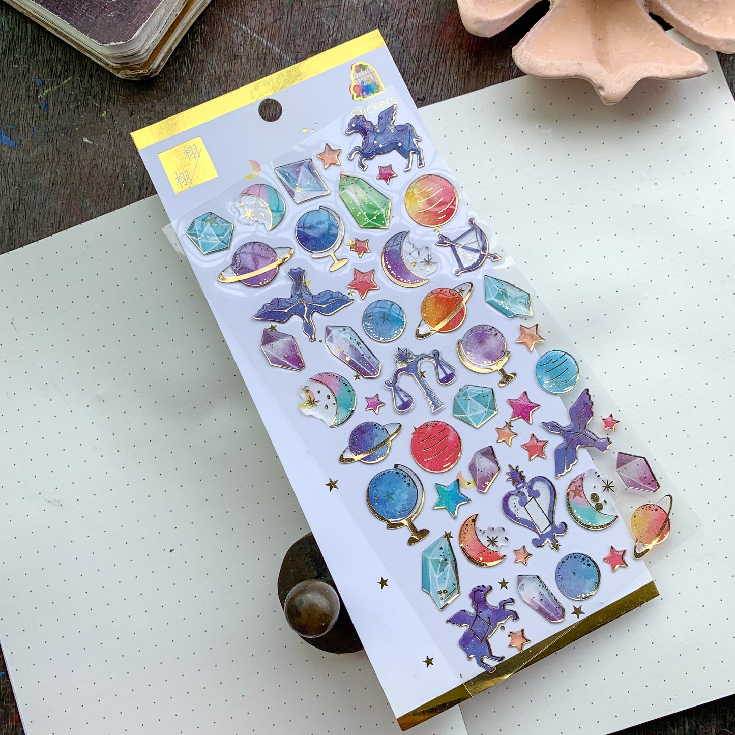 085039 h 3D Journal Transparent Planet Sparkling Puffy Stickers - Fluffy Sticker - 1 sheet | Pre-cut