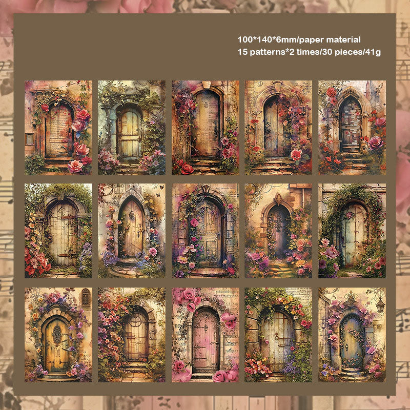JLMB603 - material paper banana Lin Mobo series retro floral theme diy sticky material 30 sheets into