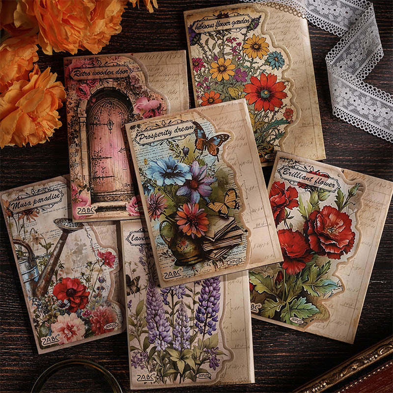 JLMB603 - material paper banana Lin Mobo series retro floral theme diy sticky material 30 sheets into