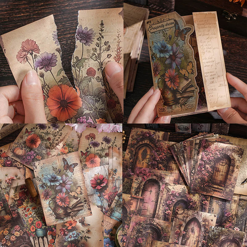 JLMB604 - material paper banana Lin Mobo series retro floral theme diy sticky material 30 sheets into