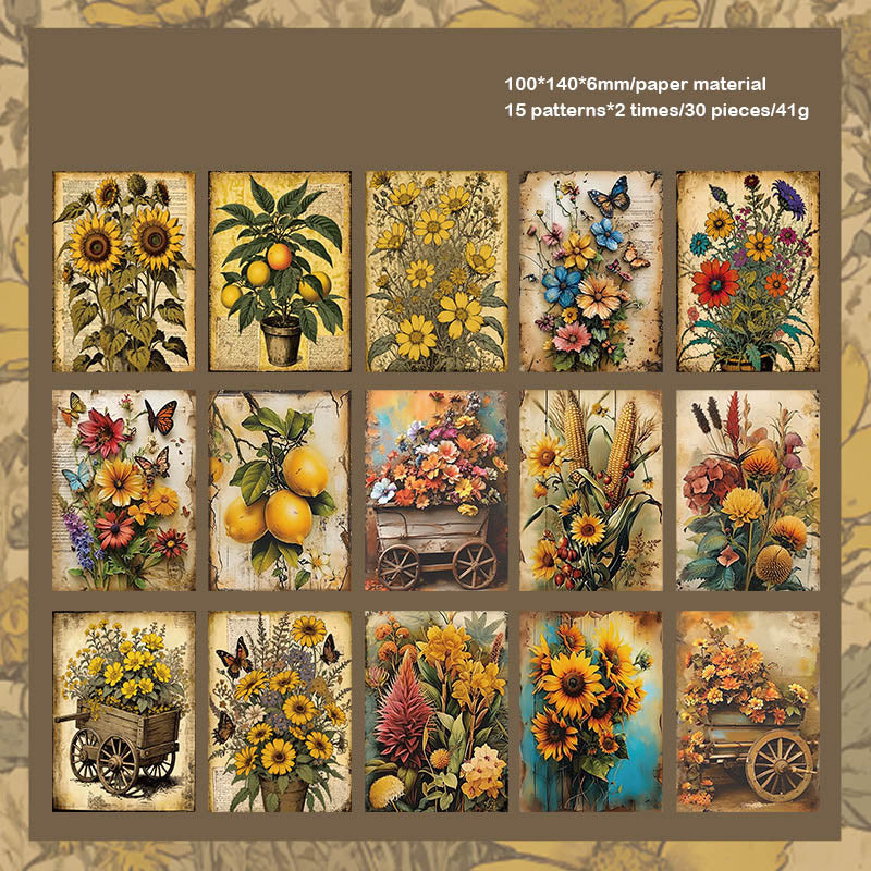 JLMB605 - material paper banana Lin Mobo series retro floral theme diy sticky material 30 sheets into |G-4|