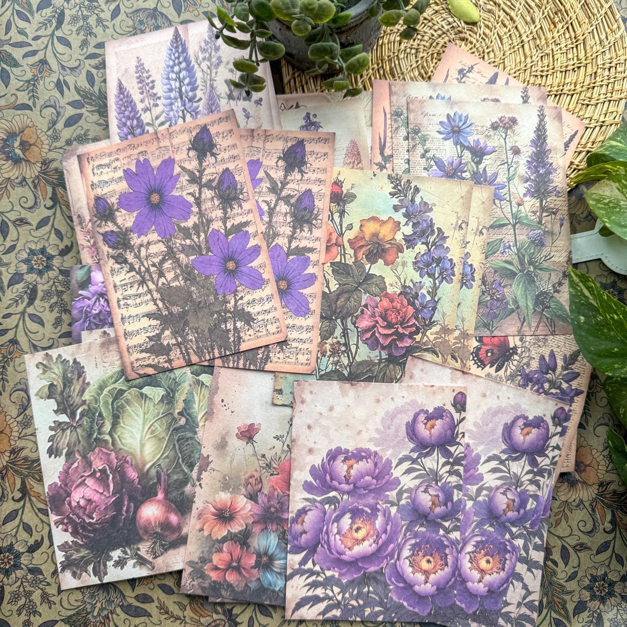 JLMB604 - material paper banana Lin Mobo series retro floral theme diy sticky material 30 sheets into