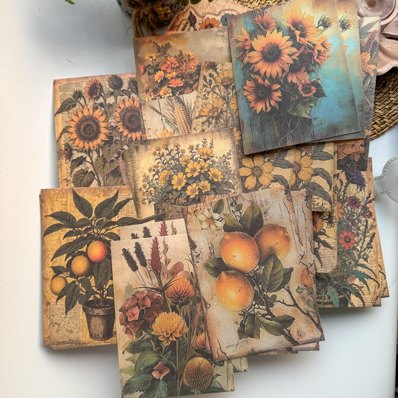 JLMB605 - material paper banana Lin Mobo series retro floral theme diy sticky material 30 sheets into |G-4|