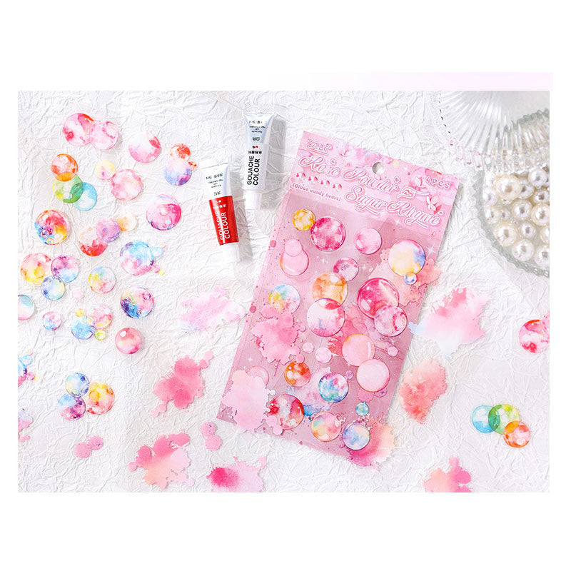 LLTX601|G-1| - pet stickers glass sugar heart series creative cut film stickers handbook material stickers 4 pieces