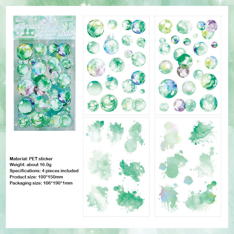 LLTX602|G-1|  pet stickers glass sugar heart series creative cut film stickers handbook material stickers 4 pieces