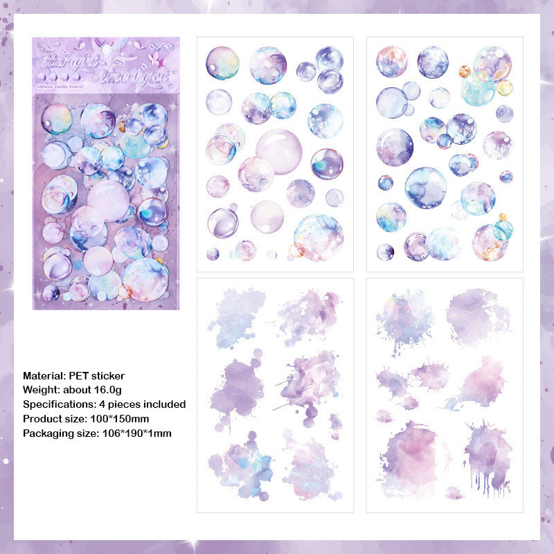 LLTX603|G-1| - pet stickers glass sugar heart series creative cut film stickers handbook material stickers 4 pieces