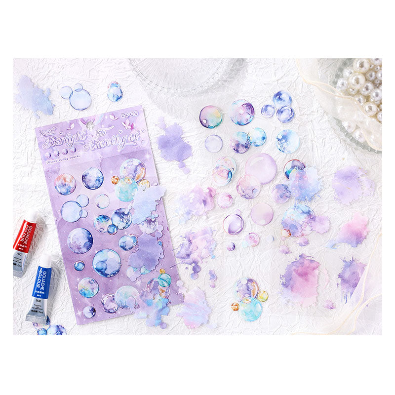 LLTX603|G-1| - pet stickers glass sugar heart series creative cut film stickers handbook material stickers 4 pieces