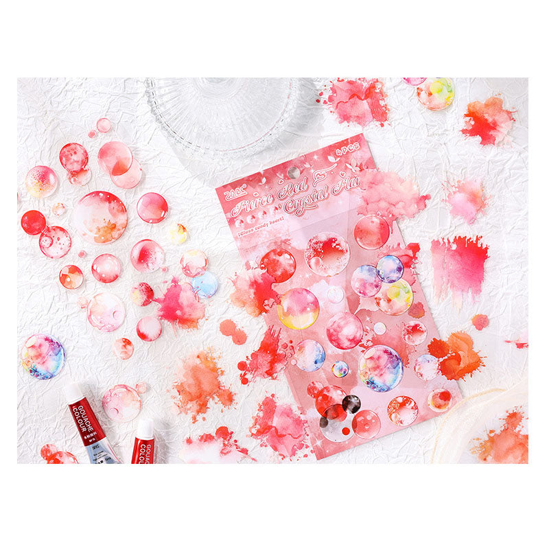LLTX604|G-1|  pet stickers glass sugar heart series creative cut film stickers handbook material stickers 4 pieces