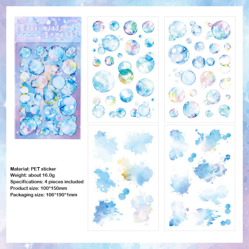 LLTX605|G-1| - pet stickers glass sugar heart series creative cut film stickers handbook material stickers 4 pieces