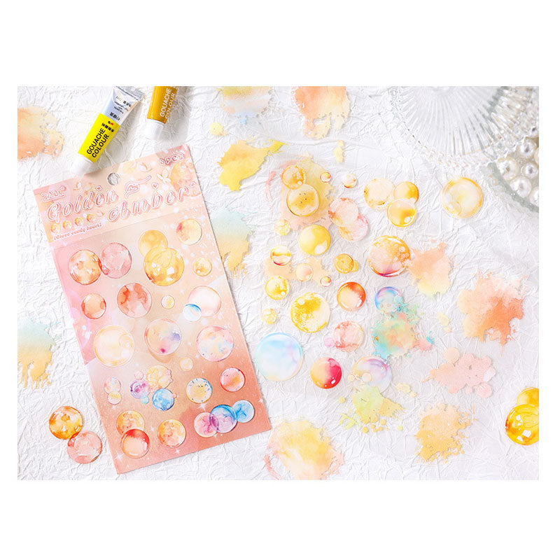 LLTX606|G-1| - pet stickers glass sugar heart series creative cut film stickers handbook material stickers 4 pieces
