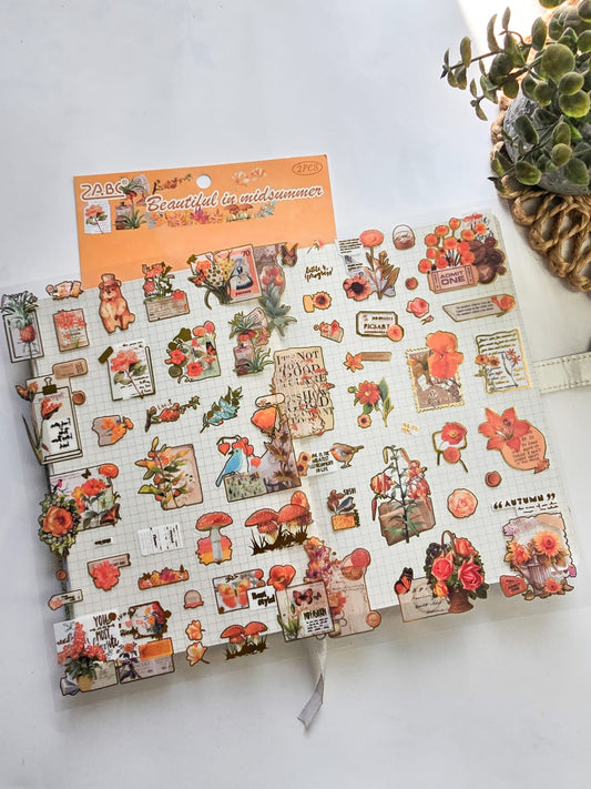 LNHB603 - flat posting paper fleeting pictorial series retro cutting film stamping hand account creative sticker diy