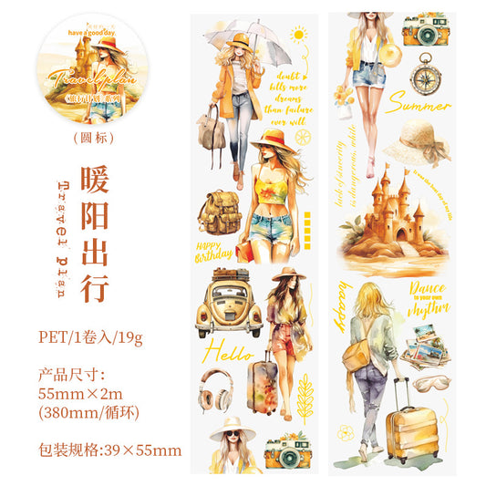 MHD-LXJH002|RC|Travel Theme Transparent PET Sticker Roll | 55 mm | 2mtr