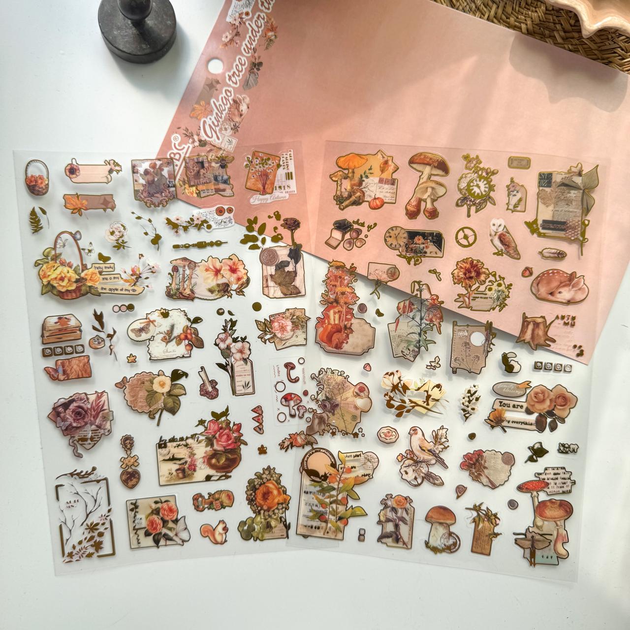 LNHB602 - flat posting paper fleeting pictorial series retro cutting film stamping hand account creative sticker diy