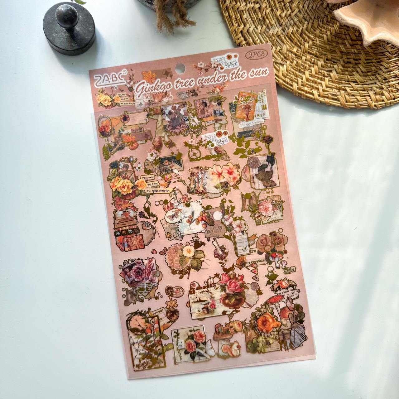 LNHB602 - flat posting paper fleeting pictorial series retro cutting film stamping hand account creative sticker diy