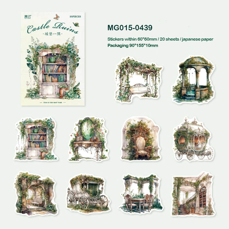 Mg015-0439 Castle Ruins Paper Sticker Pack 20Pc