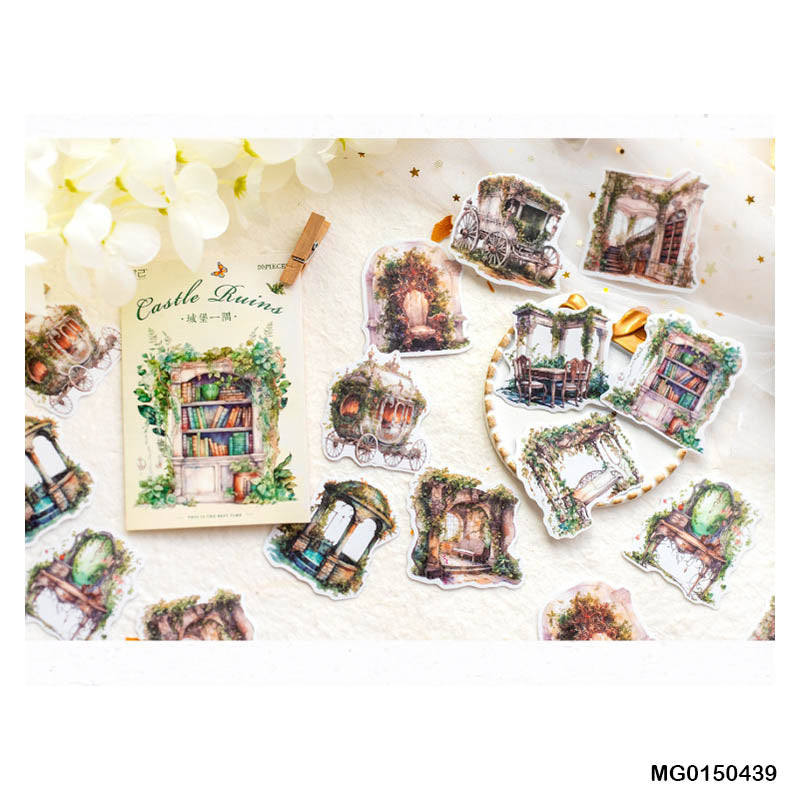 Mg015-0439 Castle Ruins Paper Sticker Pack 20Pc