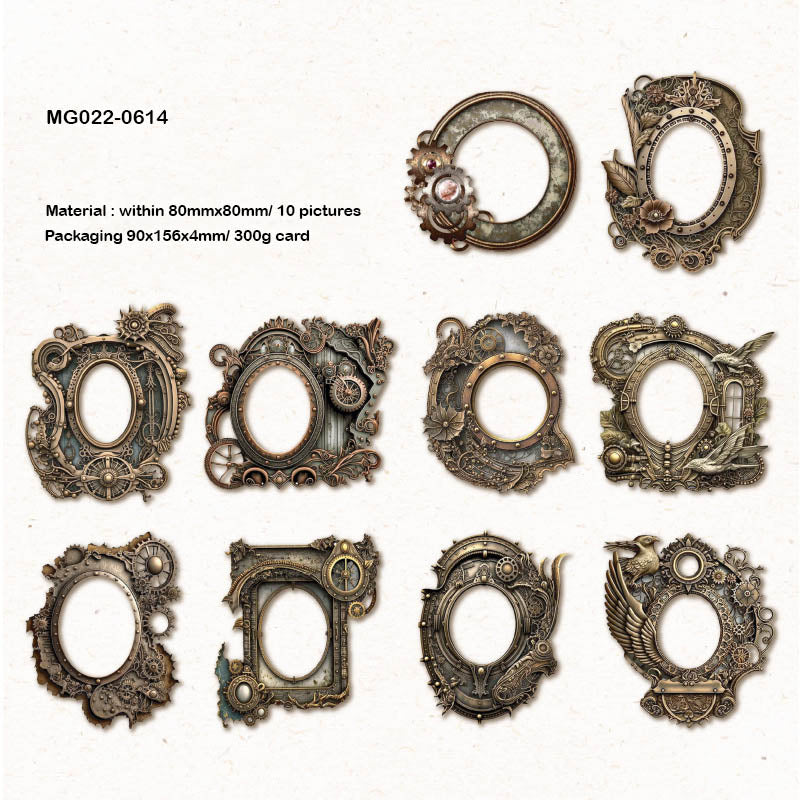 Mg022-0614 The Mechanical Age Frame Deco Sticker 10Pc