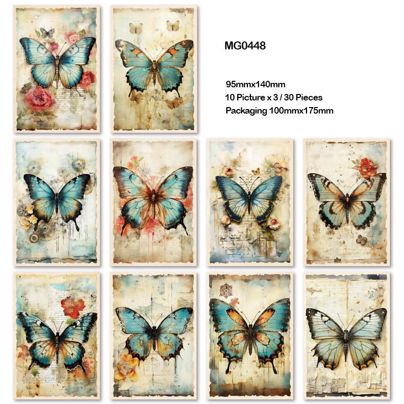 Mg0448 Retro Butterfly Paper Sheets 95*140Mm 30P
