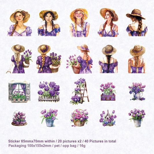 MG049-0133-Yan Ji PET sticker pack, born for beauty series, character notebook DIY material decoration base 40 sheets 6 types