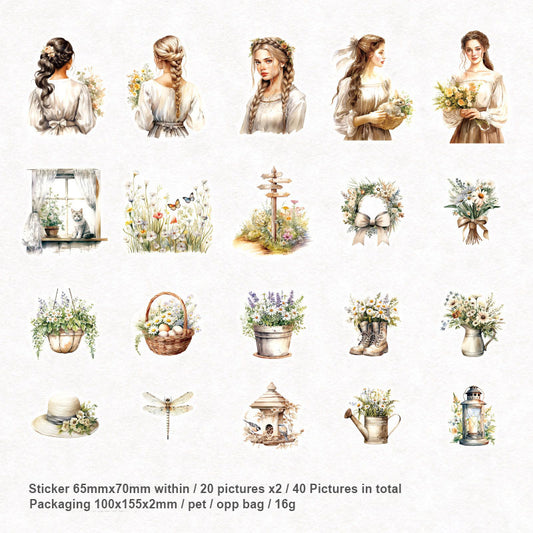 MG049-0137-Yan Ji PET sticker pack, born for beauty series, character notebook DIY material decoration base 40 sheets 6 types