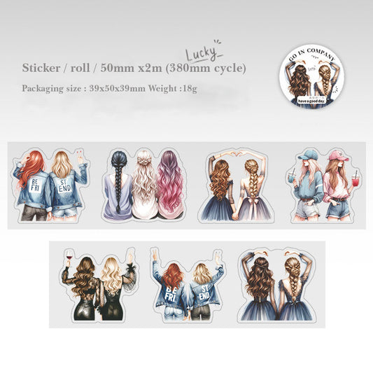 MHD-JBEX006-A|Friendship Sticker Roll|  PET Sticker Roll | Precut |