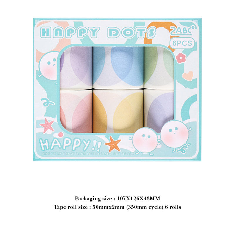 MHPL101 -Sticker Roll| boxed tape dream bubble grain series solid color polka dot hand account coll DIY decoration 6 involved