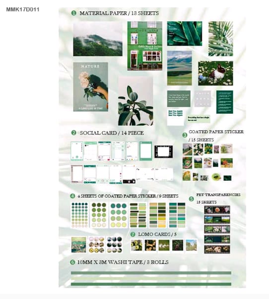MMK17D011 -  Journal Paper, Transparent Stickers Combo | 64 Pcs | Within 210-297 mm | Journal Kit