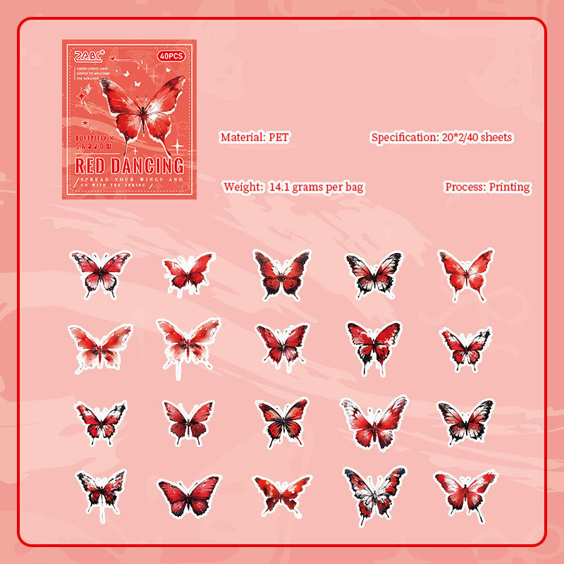 MXDY606 - pet stickers Moxiang butterfly shadow series creative stickers retro butterfly handbook material stickers