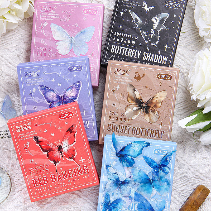 MXDY606 - pet stickers Moxiang butterfly shadow series creative stickers retro butterfly handbook material stickers