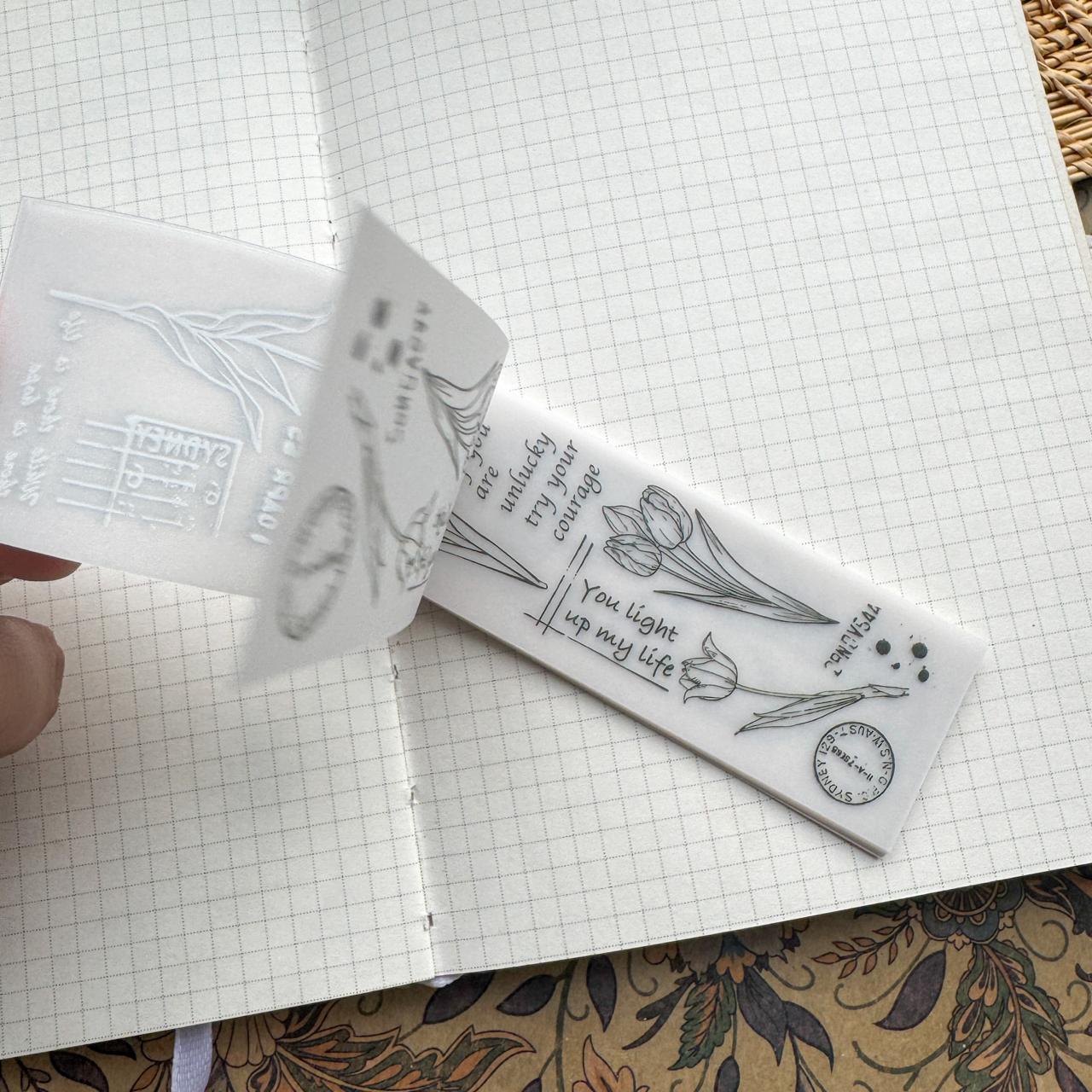 NNHY802 - sticker this murmur flower series creative retro sulphuric acid paper white ink hand account material 30 sheets into