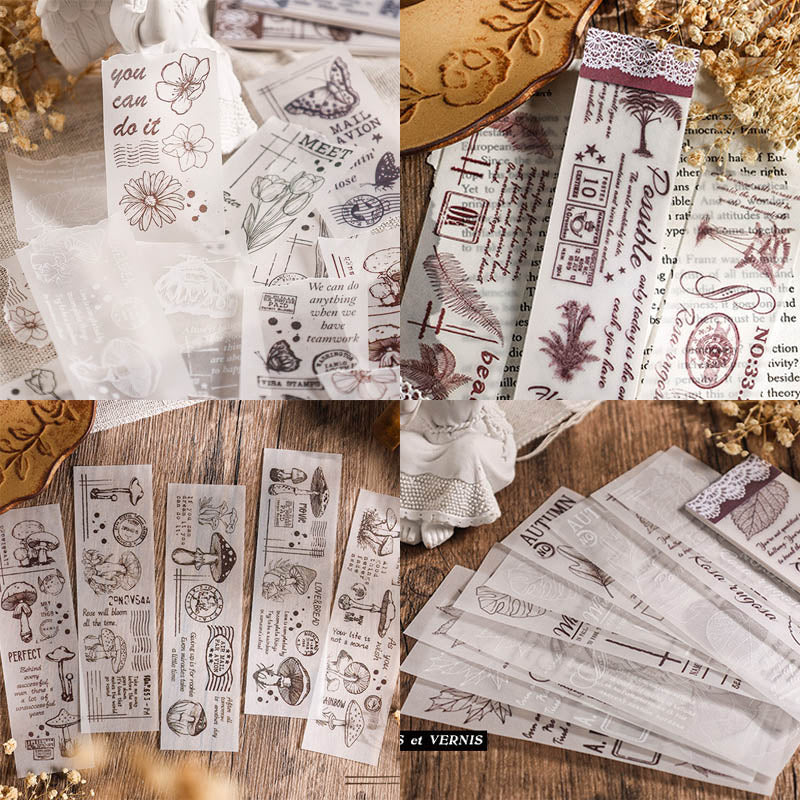 NNHY805|G-4| - sticker this murmur flower series creative retro sulphuric acid paper white ink hand account material 30 sheets into