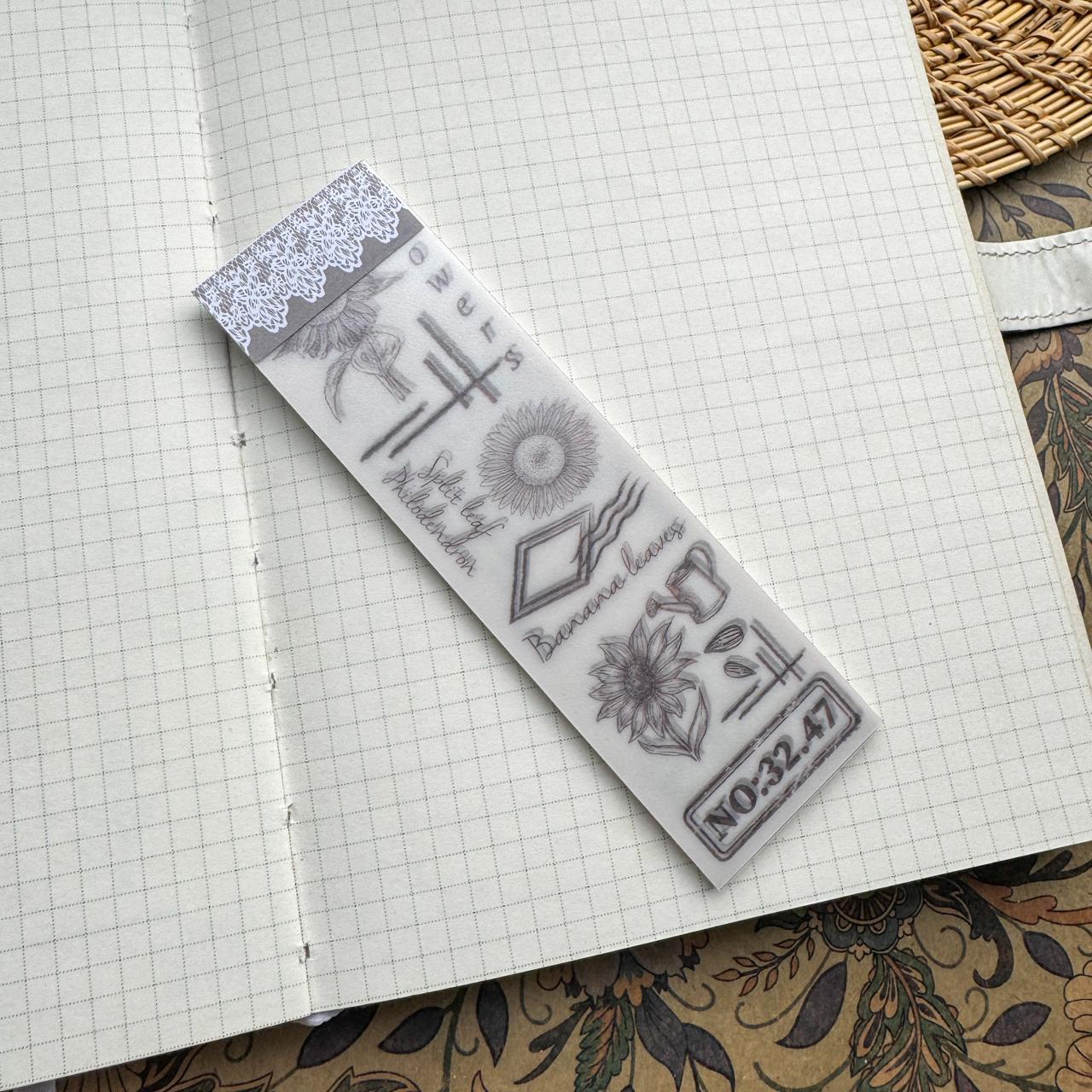 NNHY806 -|G4| sticker this murmur flower series creative retro sulphuric acid paper white ink hand account material 30 sheets into