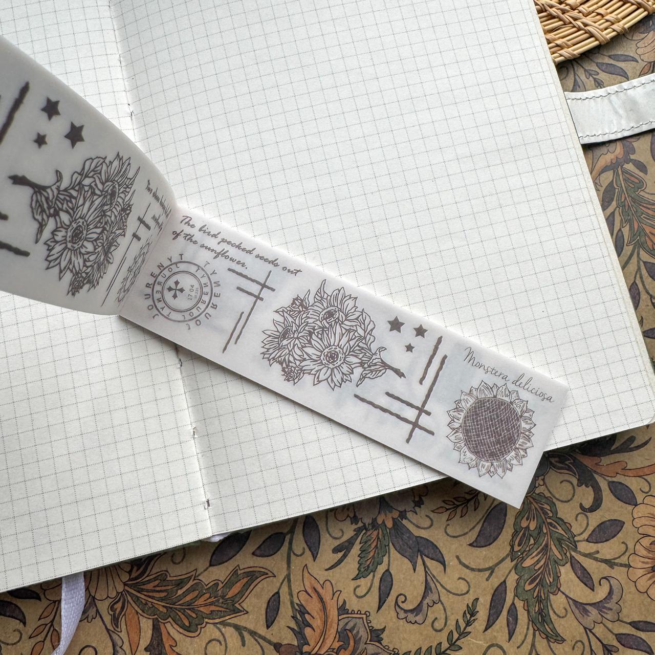 NNHY806 -|G4| sticker this murmur flower series creative retro sulphuric acid paper white ink hand account material 30 sheets into