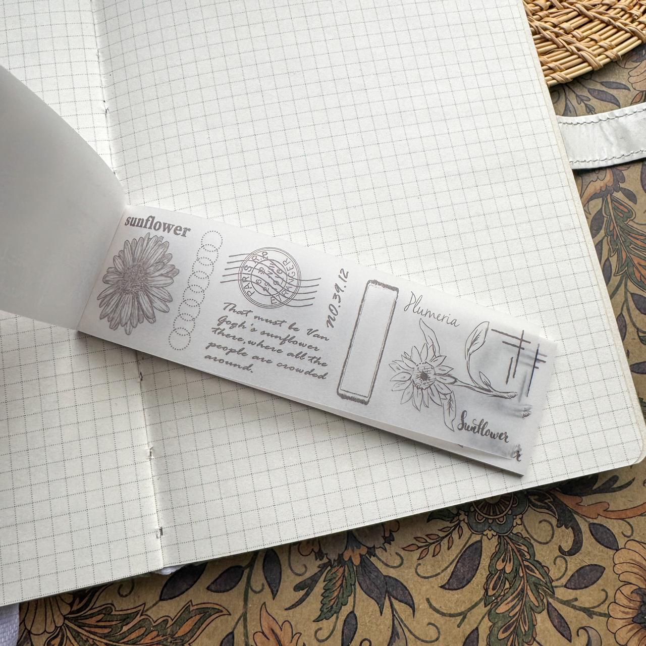 NNHY806 -|G4| sticker this murmur flower series creative retro sulphuric acid paper white ink hand account material 30 sheets into