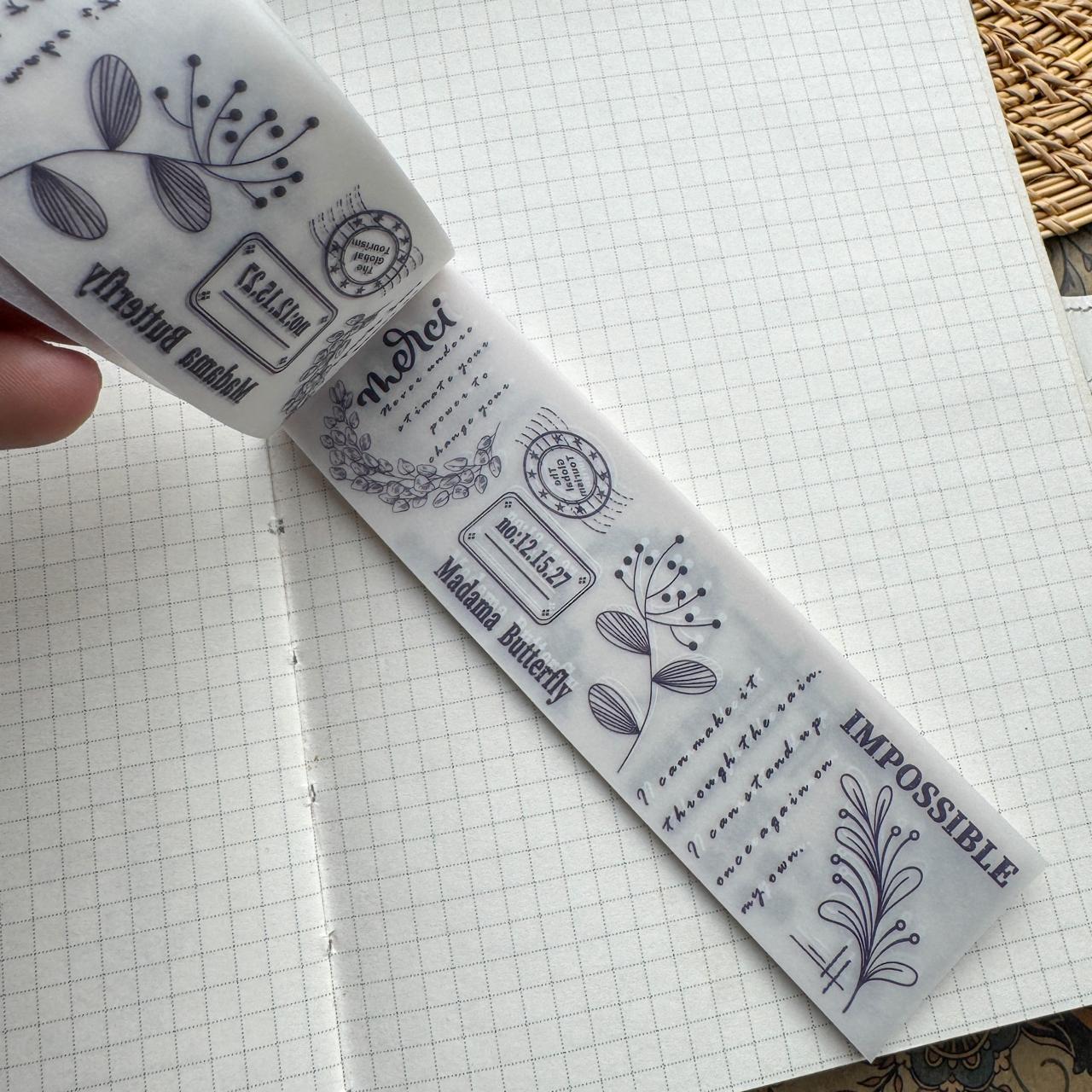 NNHY807 - sticker this murmur flower series creative retro sulphuric acid paper white ink hand account material 30 sheets into