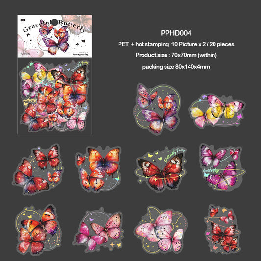 Pphd004 Graceful Butterfly Sticker 20Pc