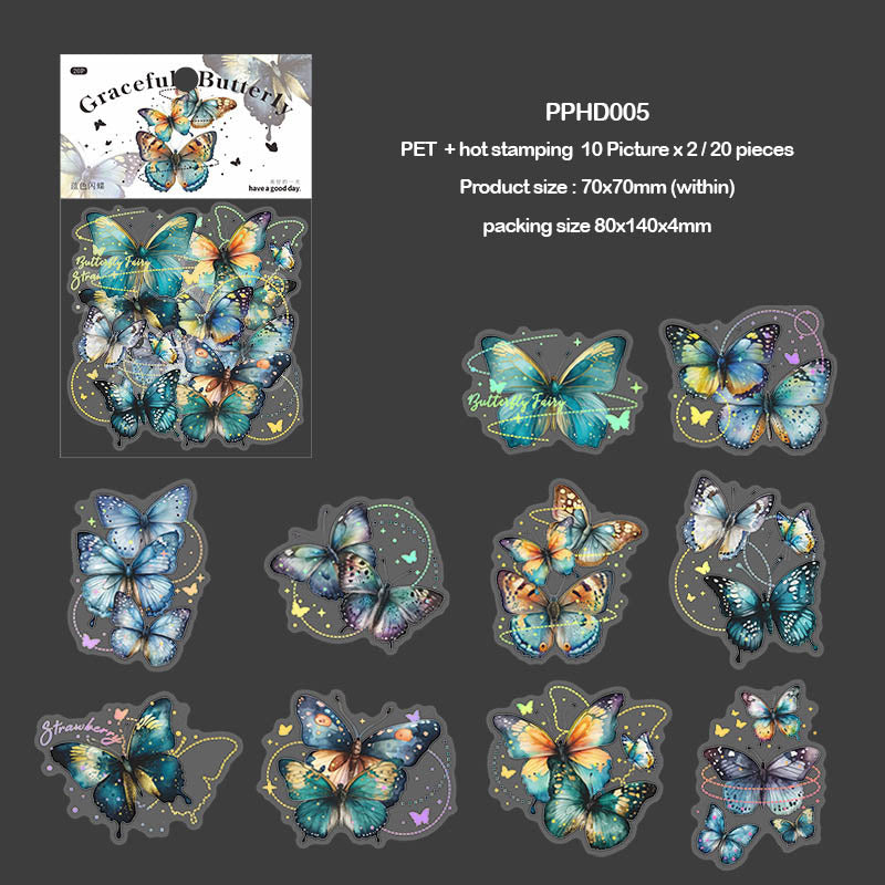 Pphd005|G-3| Graceful Butterfly Sticker 20Pc