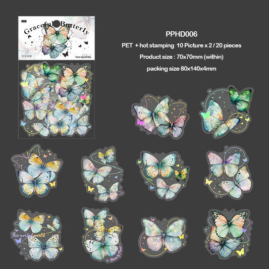 Pphd006 Graceful Butterfly Sticker 20Pc