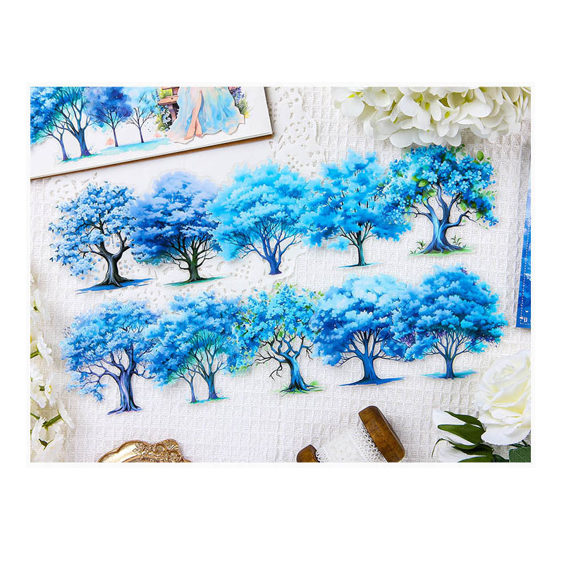 QMSY602|G2|  - sticker pack Dream tree shadow series tree landscaping theme pet handbook material stickers 10 pieces